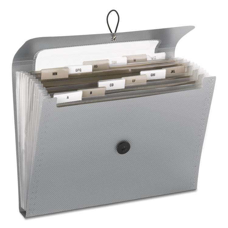 Step Index Organizer, 12 Sections, Cord/Hook Closure, 1/6-Cut Tabs, Letter Size, Silver