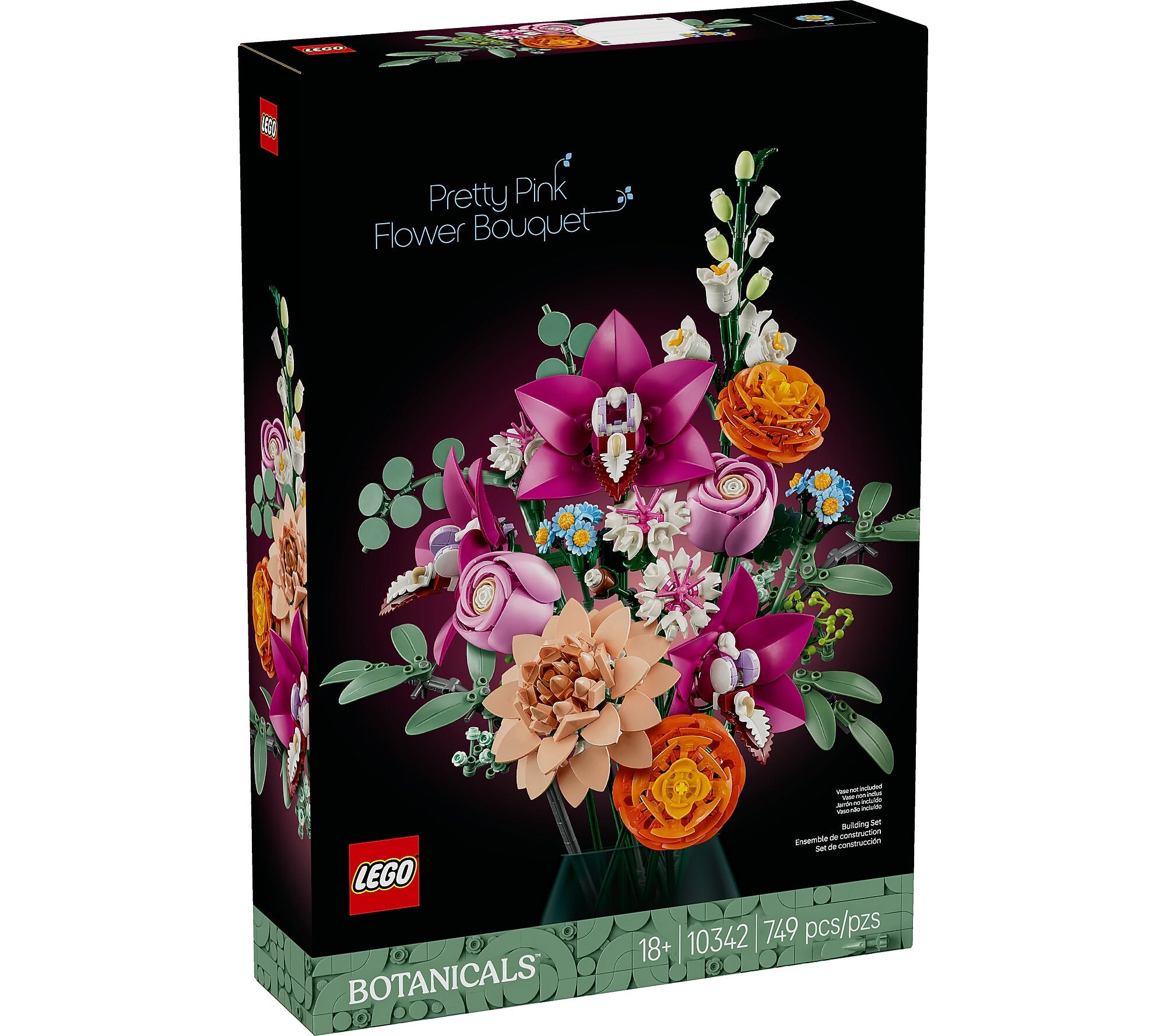 LEGO Botanicals Pretty Pink Flower Bouquet, 749 Pieces (10342)