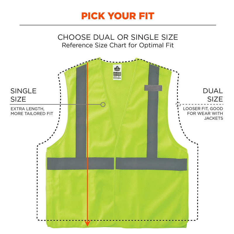Ergodyne GloWear 8215BA High Visibility Sleeveless Safety Vest, ANSI Class R2, Lime, 2XL/3XL (21077)