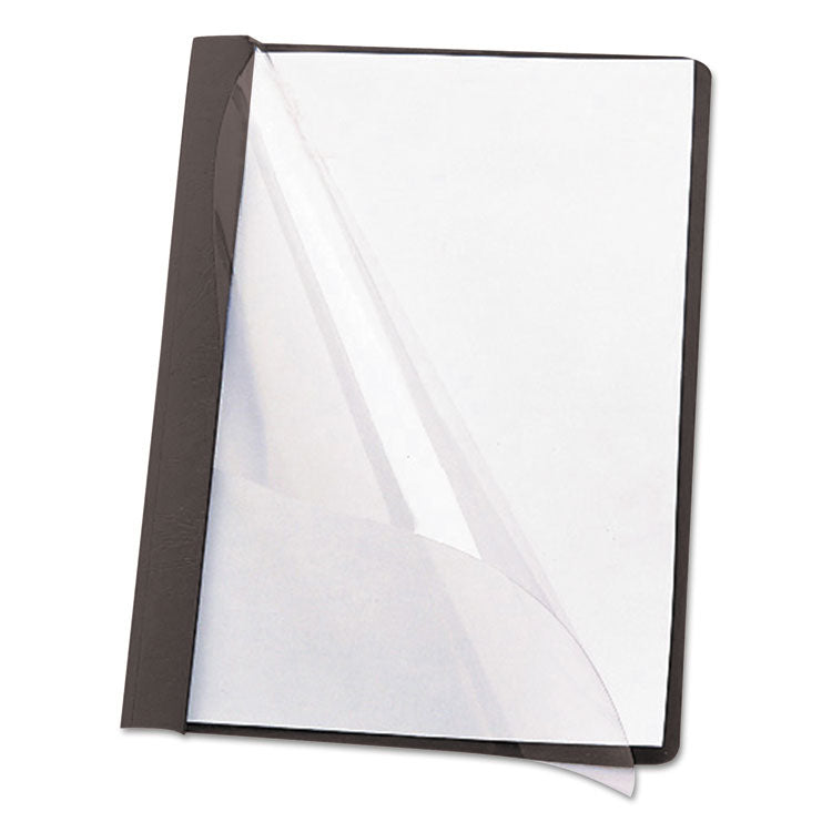 Poly Report Cover, Double-Prong Fastener, 0.5" Capacity, 8.5 X 11, Clear/black, 25/box