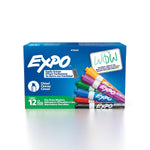 Expo Low Odor Marker, Assorted, Chisel Tip, 12/Pack (81043)