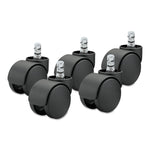 Noiseless Futura Casters, Grip Ring Type R Stem, 2.19" Hard Nylon Wheel, Matte Black, 5/Set