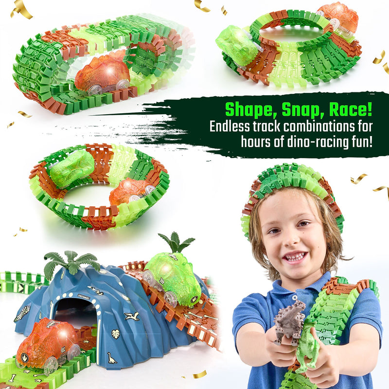 JitteryGit Dino Forest Race Track Site Toy Set, Multicolored (000635983088648)