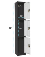 AdirOffice 72'' 3-Tier Black and White Storage Locker (ADI629-203-B-W)
