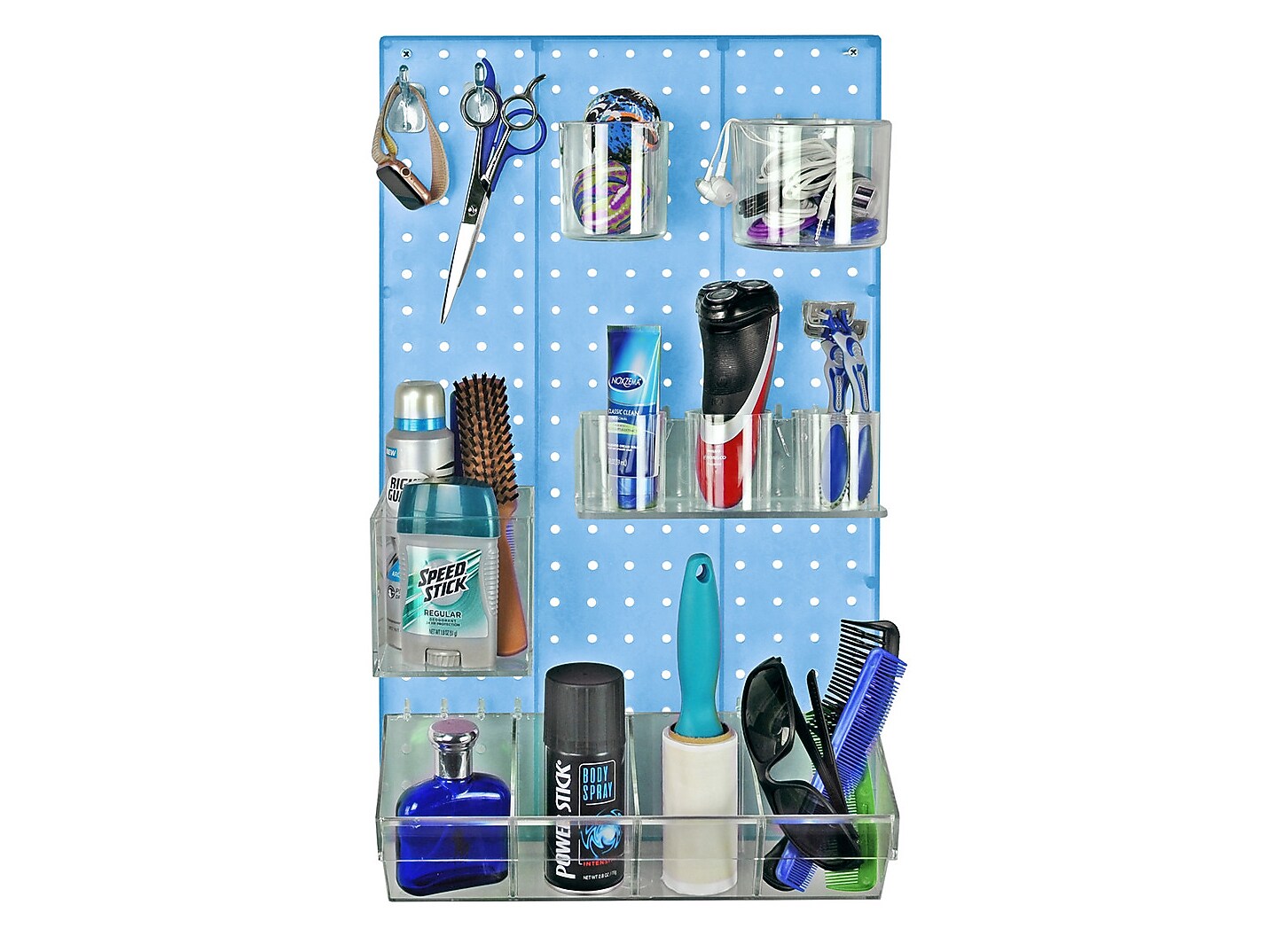 Azar 22" x 13.5" 12-Piece Pegboard Organizer Kit, Blue, Each (900942-BLU)