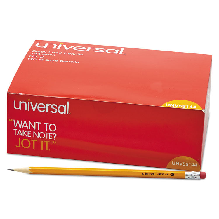 #2 Woodcase Pencil Value Pack, HB (#2), Black Lead, Yellow Barrel, 144/Box