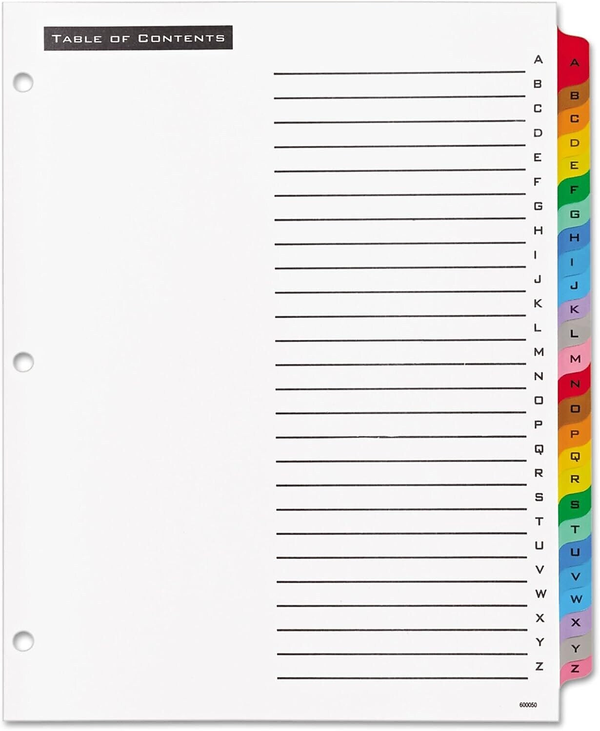 Avery Office Essentials Table 'n Tabs Index Tab, A-Z Index, Multicolor, 26 Tabs/Set (AVE11677)
