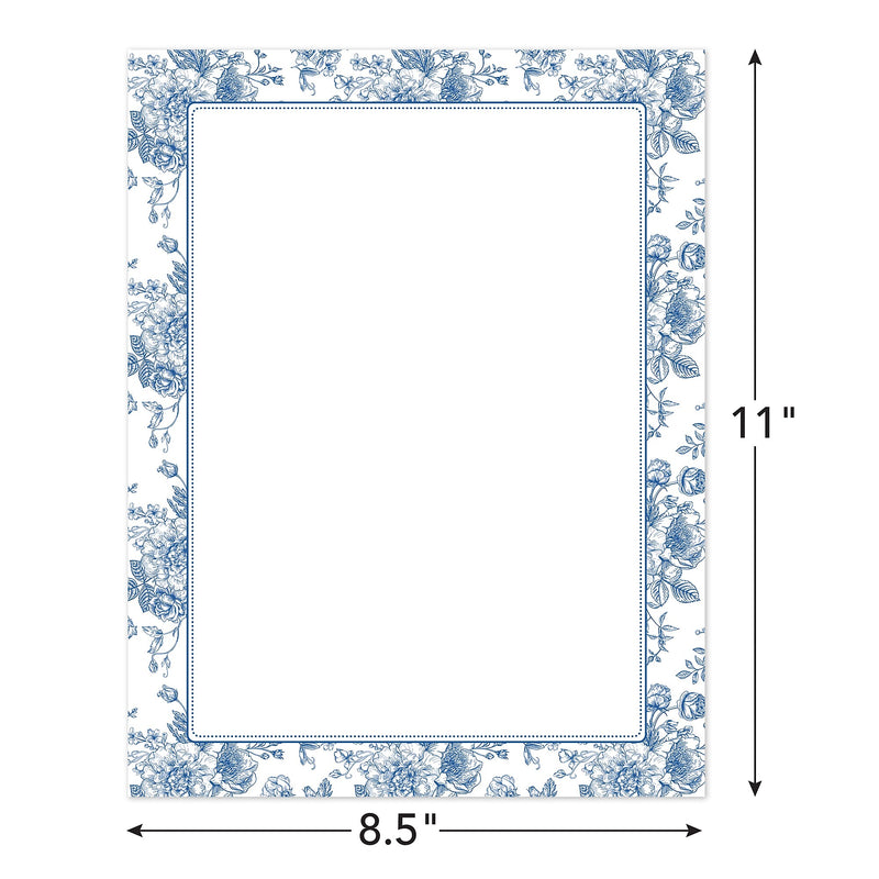Great Papers Blue Toile Floral Everyday Letterhead, Multicolored, 50 Sheets/Pack (2025010)