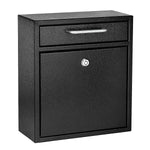 AdirOffice Steel Ultimate Locking Wall Mounted Drop Box Interoffice Mailbox, Medium, Black (631-05-BLK-PKG)