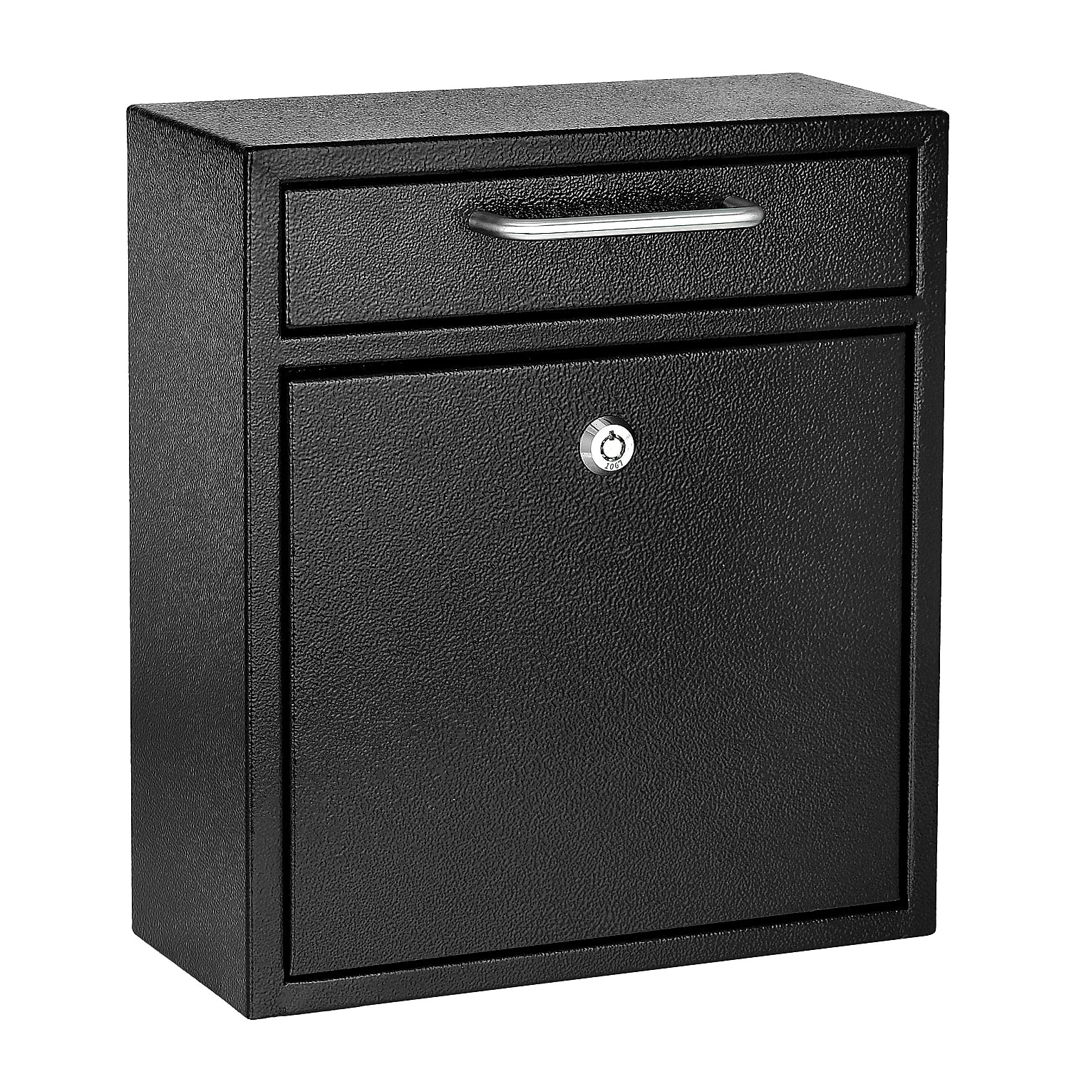 AdirOffice Steel Ultimate Locking Wall Mounted Drop Box Interoffice Mailbox, Medium, Black (631-05-BLK-PKG)