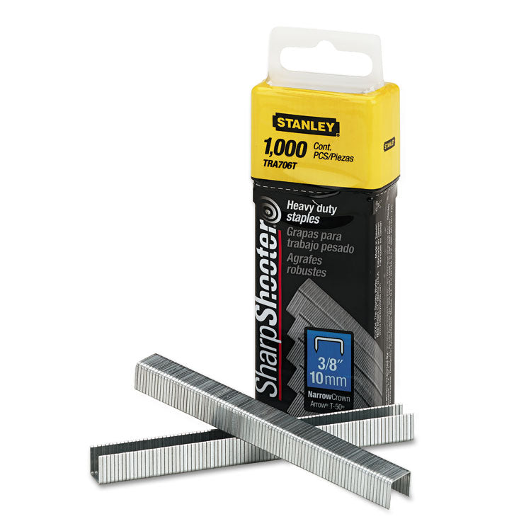 Sharpshooter Heavy-Duty Tacker Staples, 0.38" Leg, 0.5" Crown, Steel, 1,000/box