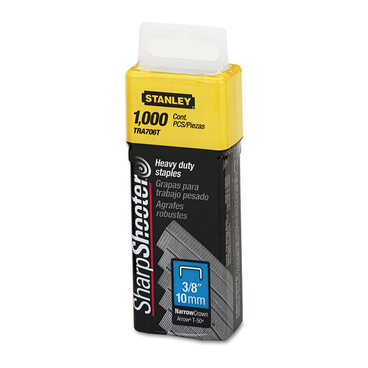 Sharpshooter Heavy-Duty Tacker Staples, 0.38" Leg, 0.5" Crown, Steel, 1,000/box