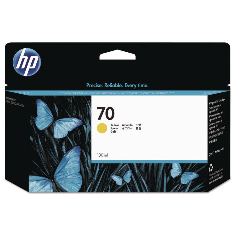 HP 70 (C9454ACT) Yellow Original DesignJet Ink Cartridge, 20/Carton