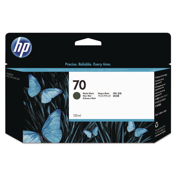 HP 70 (C9448ACT) Matte Black Original DesignJet Ink Cartridge, 20/Carton
