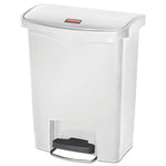 Slim Jim Streamline Resin Step-On Container, Front Step Style, 8 gal, Polyethylene, White