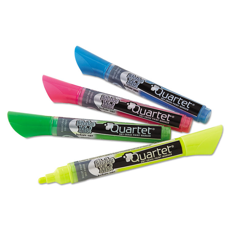 Neon Dry Erase Marker Set, Broad Bullet Tip, Assorted Colors, 4/set