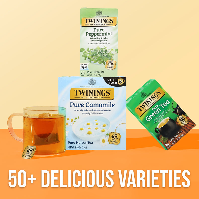 Twinings Pure Peppermint Herbal Caffeine Free Tea Bags, 25/Box (TNA51724)