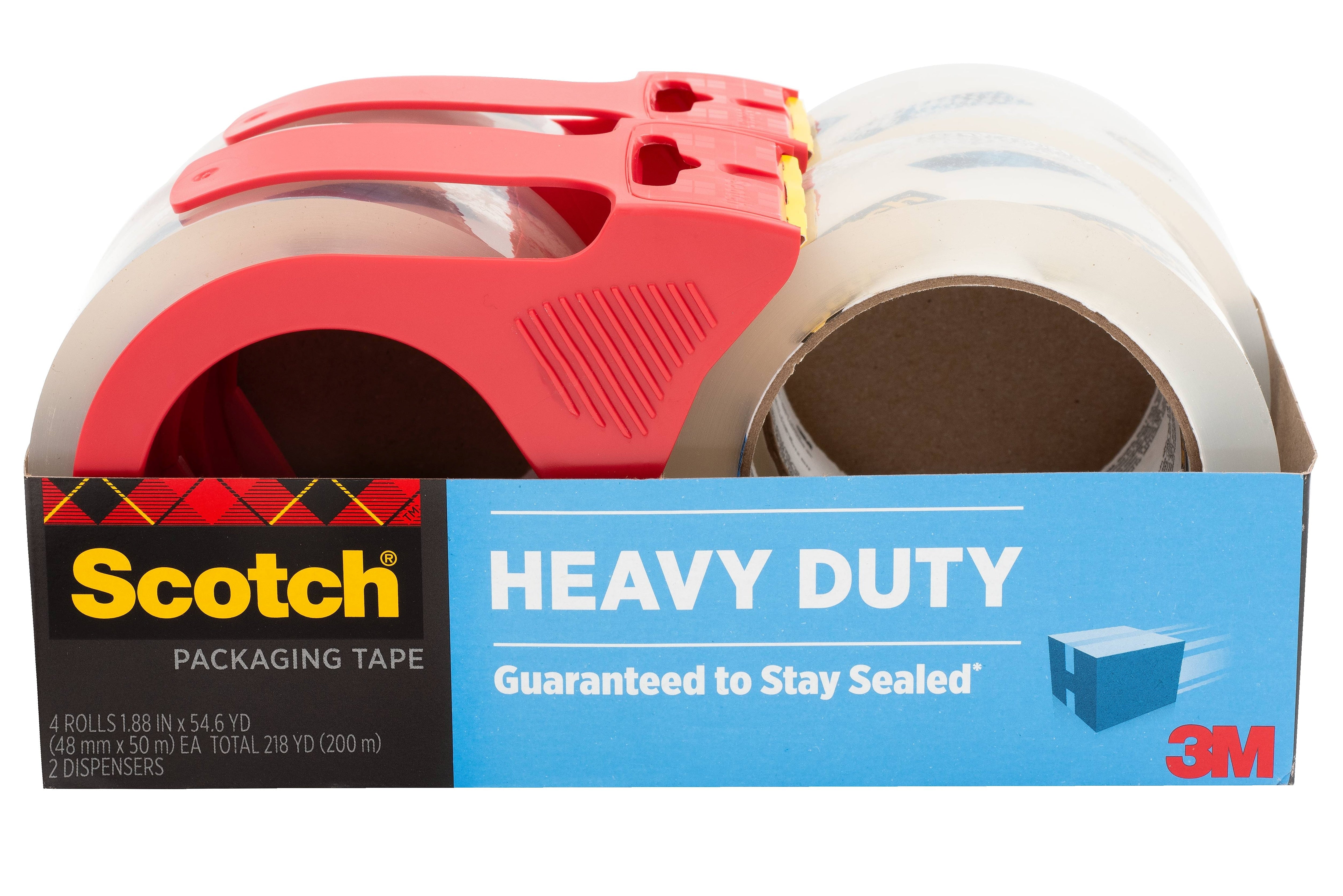 Scotch Heavy Duty Packing Tape with Dispenser, 1.88" x 54.6 yds., Clear, 4/Pack (3850-4-2RD)