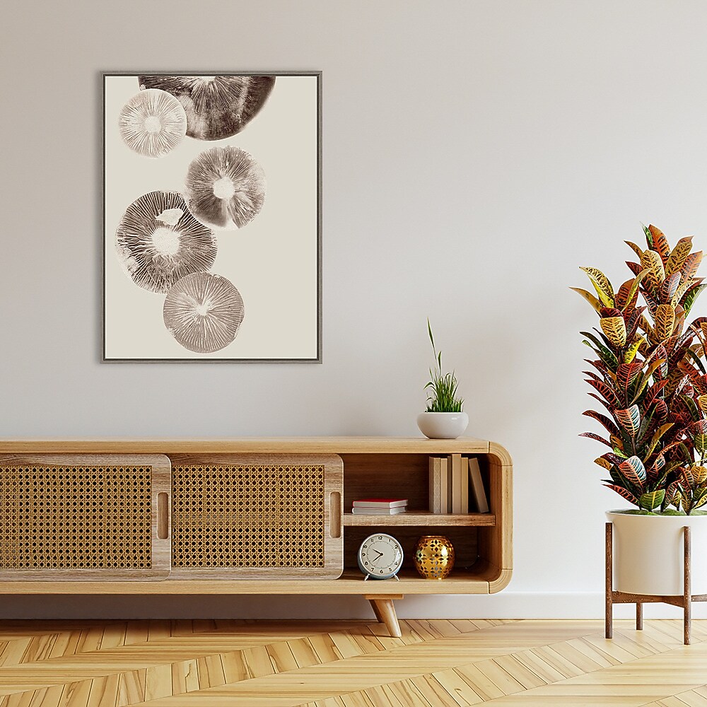 Amanti Art Mushroom 6 Light Brown by Pernille Folcarelli Framed Canvas Wall Art Print, 32" x 42" (A42677747977)