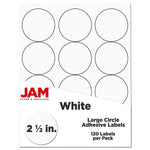 JAM Paper Laser/Inkjet Round Shipping Labels, 2.5" Dia, White, 120/Pack (2147615066)