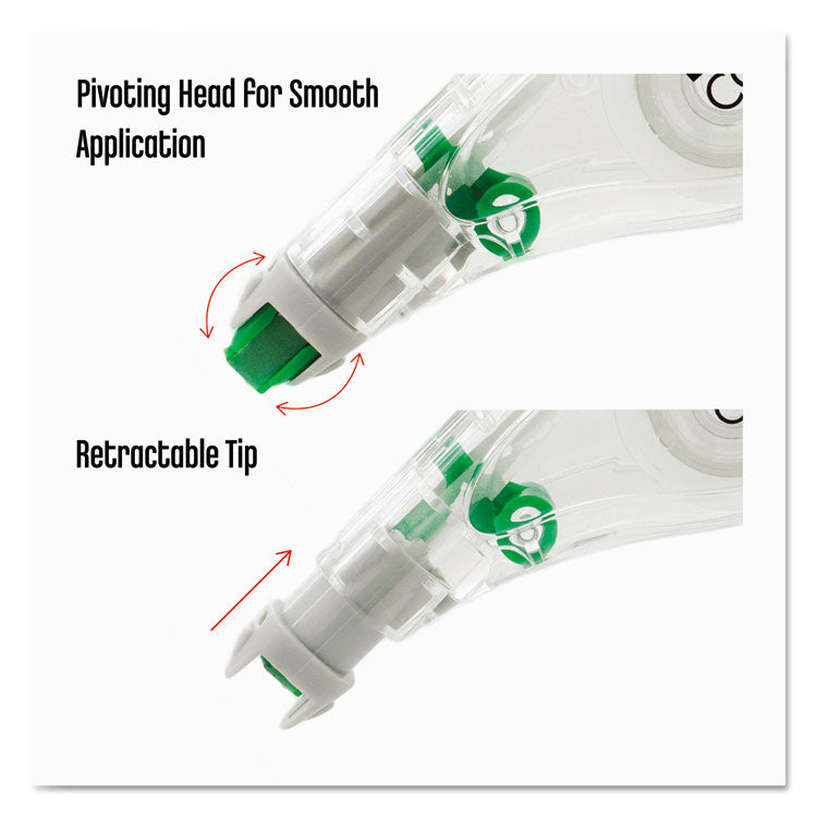 MONO Hybrid Style Correction Tape, Non-Refillable, Clear Applicator, 0.17" x 394", 10/Pack