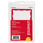 Border-Style Self-Adhesive Name Badges, 3 1/2 X 2 1/4, White/red, 100/pack