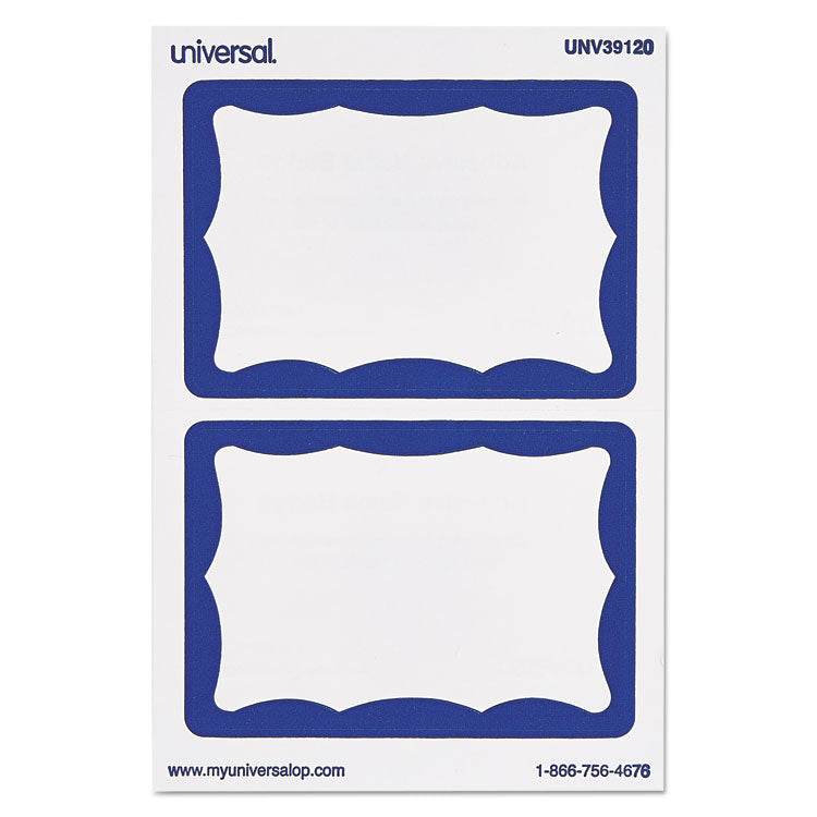 Border-Style Self-Adhesive Name Badges, 3 1/2 X 2 1/4, White/blue, 100/pack