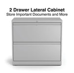 Alera 2-Drawer Mobile Lateral File Cabinet, Letter/Legal Size, Lockable, 29"H x 30"W x 19.25"D, Light Gray