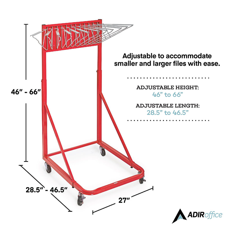 AdirOffice Blueprint Metal Mobile File Cart with Lockable Wheels, Red (613-RED)