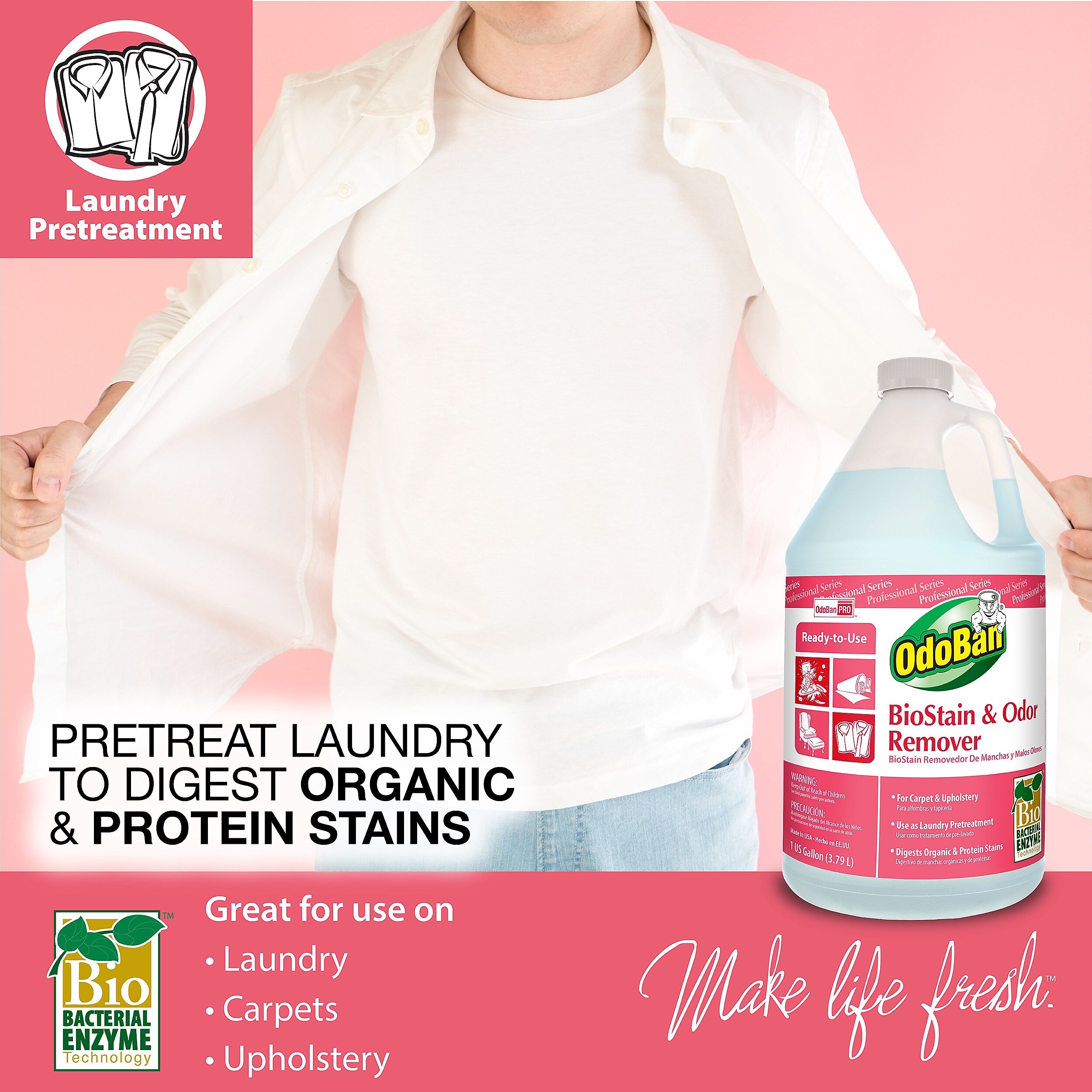 OdoBan Professional Laundry Stain Remover, 1 Gallon (960062-G4)