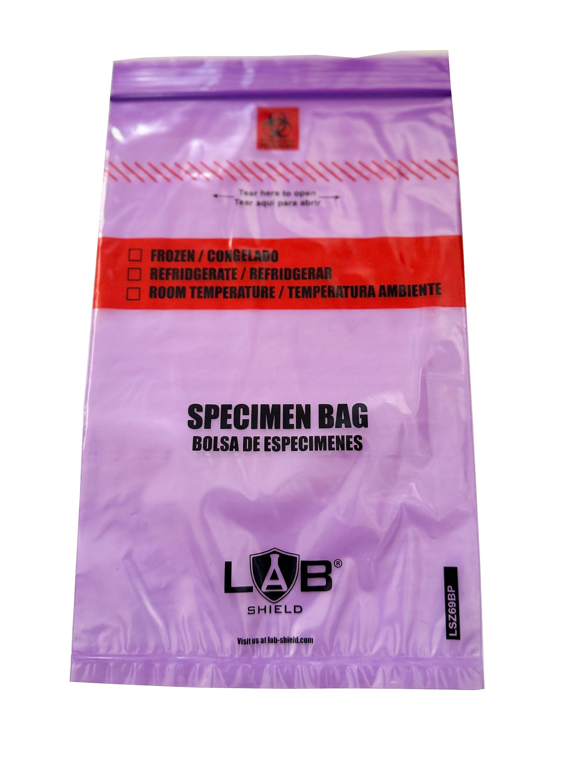 Specimen Bag Purple Biohazard w/ reclosable zip
