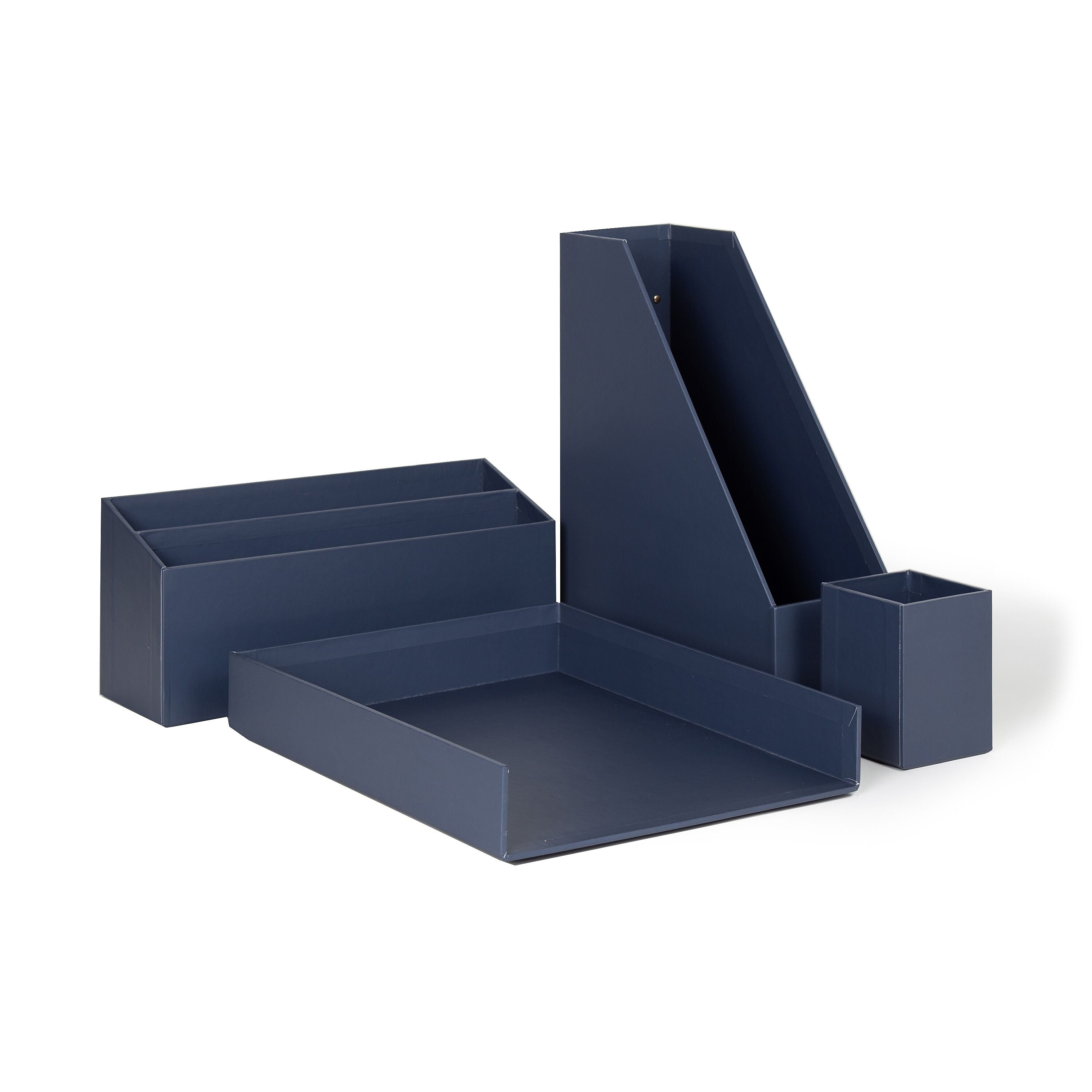 U Brands Paperboard Desk Organization Set, Solid Navy (3631U00-02)