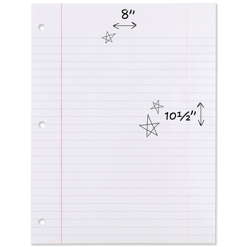 Mead Wide Ruled Filler Paper, 8" x 10.5", 3-Hole Punched, 200 Sheets/Pack (15200)