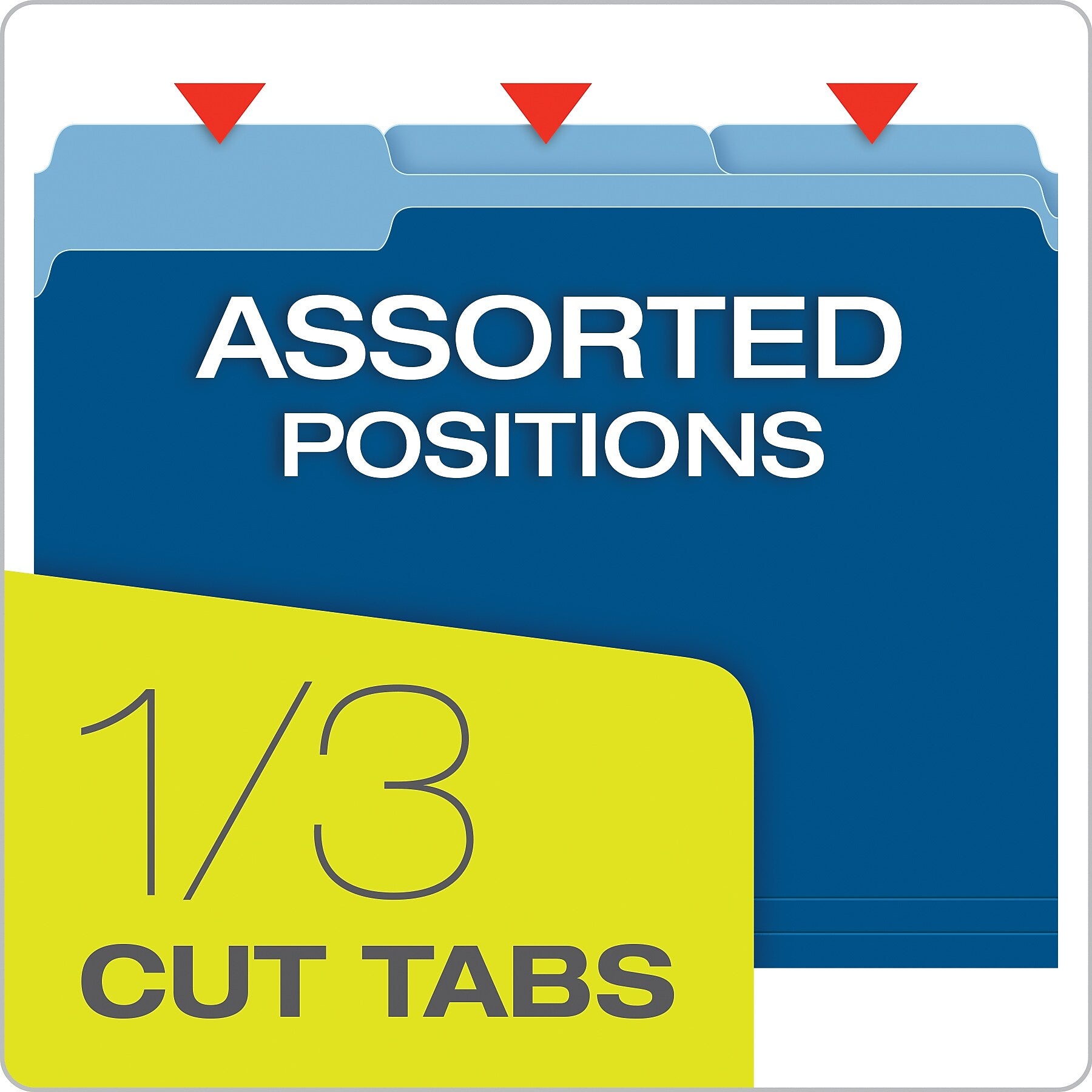 Pendaflex Recycled File Folder, 1/3-Cut Tab, Assorted, Letter Size, Navy, 100/Box (4210 1/3 NAV)