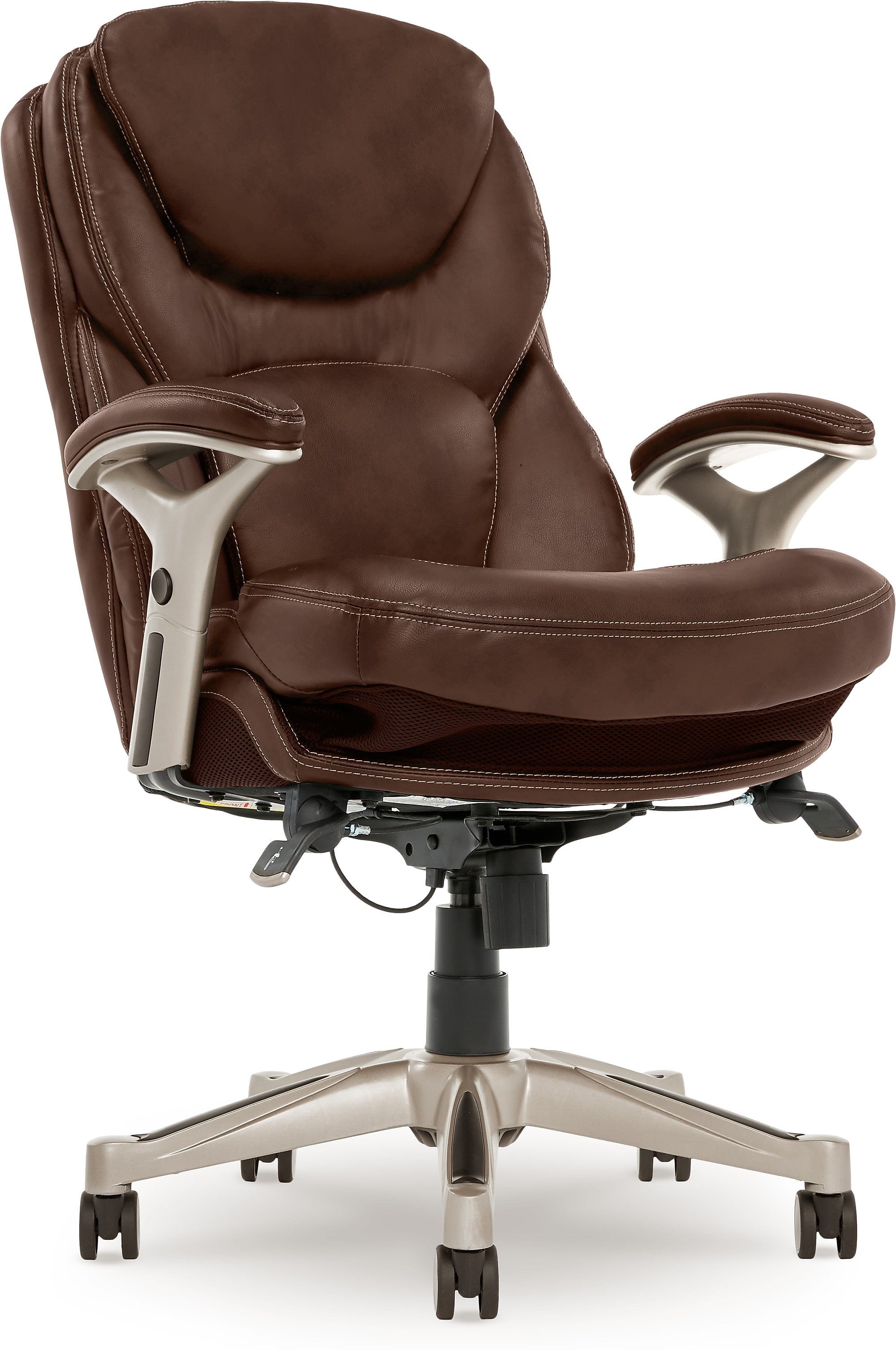 Serta Works Ergonomic Faux Leather Swivel Executive Chair with Back in Motion Technology, Chestnut (44186B)