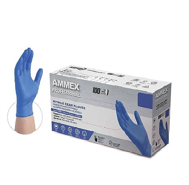 Ammex Professional ACNPF Nitrile Exam Gloves, Powder and Latex Free, Blue, X-Large, 100/Box, 10 Boxes/Carton (ACNPF48100XX)