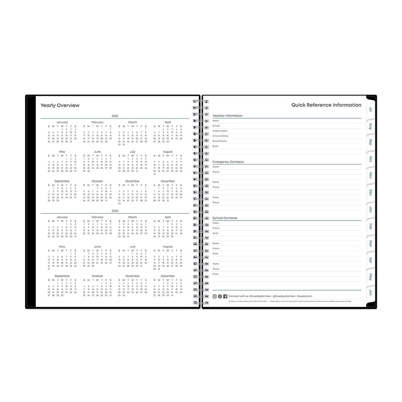 2025-2026 Blue Sky 8.5" x 11" Academic Year Weekly & Monthly Planner, Plastic Cover, Solid Black (134433-A26)