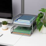 Mind Reader Metal Mesh Front Loading Stackable Letter Tray, Letter/Legal Size, Silver (CSTACK2-SIL)