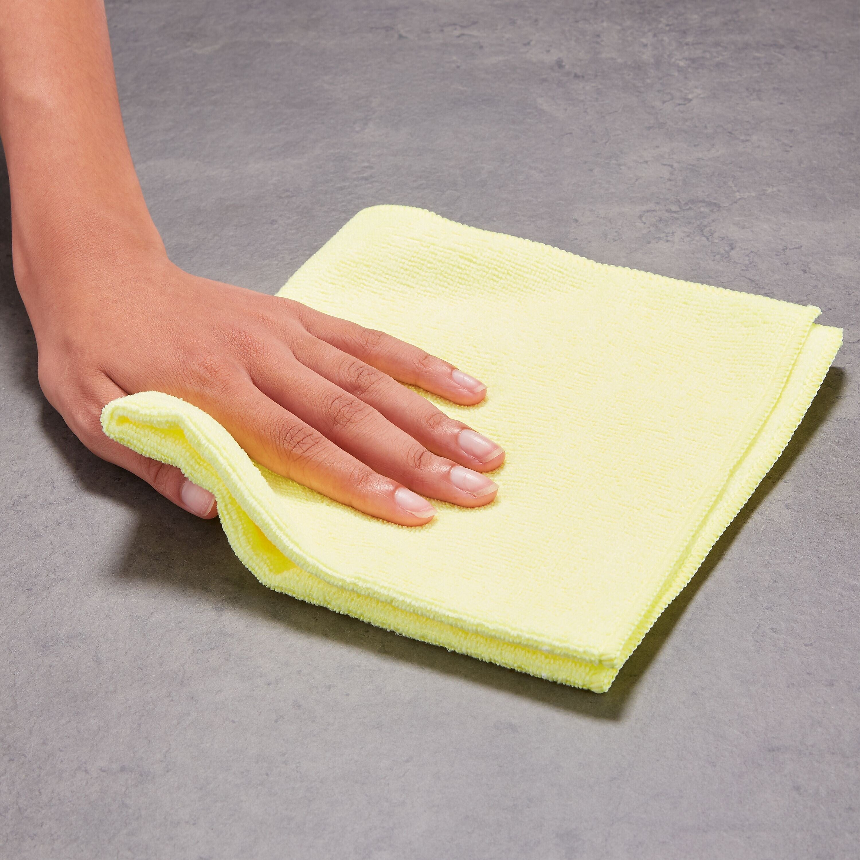 Coastwide Professional™ Microfiber Cloths, 16" x 16", Yellow, 12/Pack (CW52879)