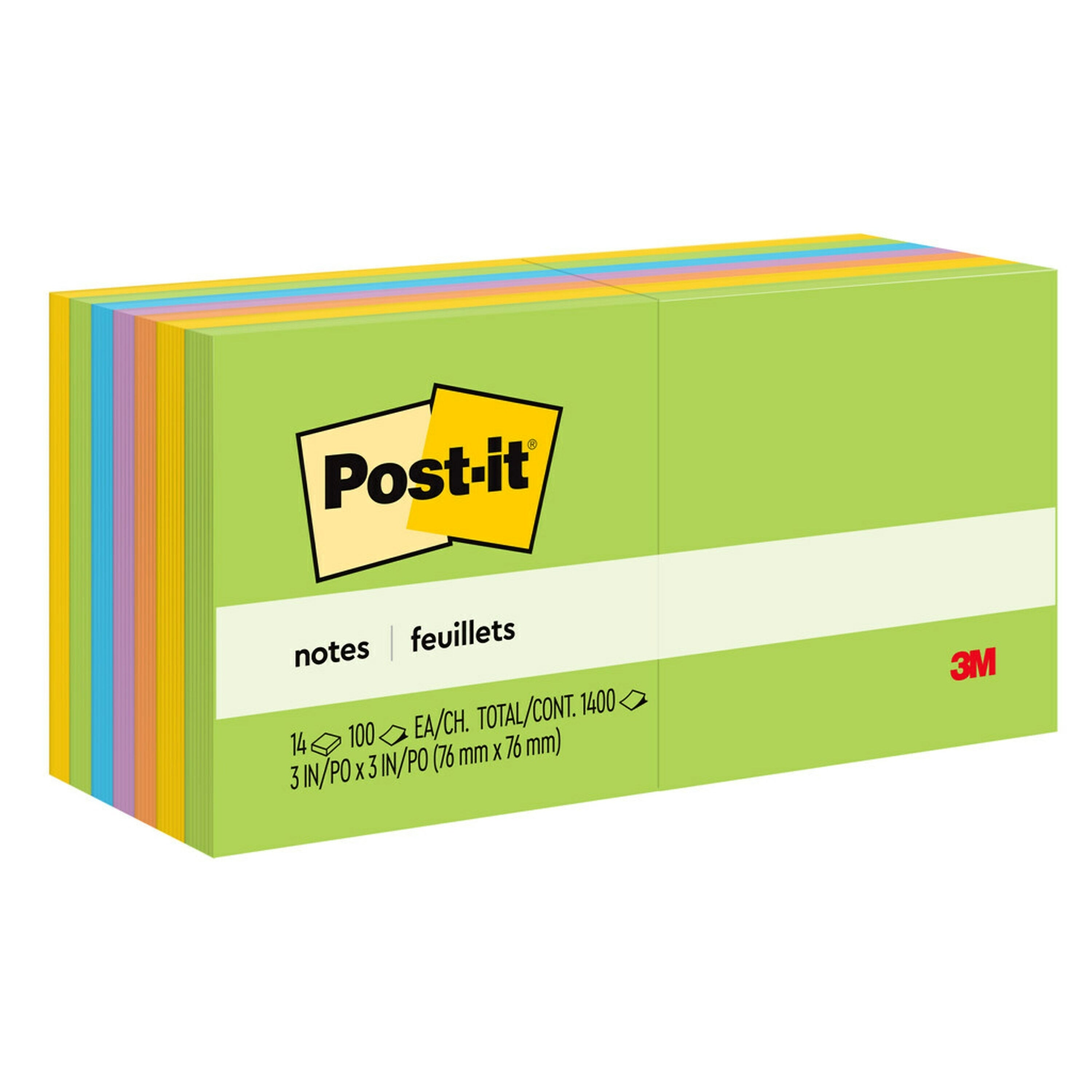 Post-it Notes, 3" x 3", Floral Fantasy Collection, 100 Sheet/Pad, 14 Pads/Pack (65414AU)