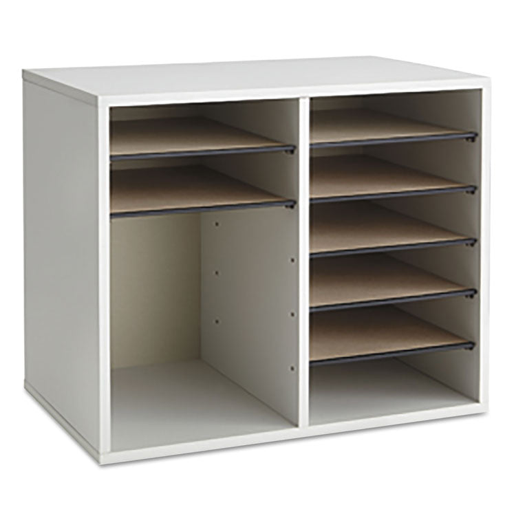 Fiberboard Literature Sorter, 12 Compartments, 19.63 x 11.88 x 16.13, Gray