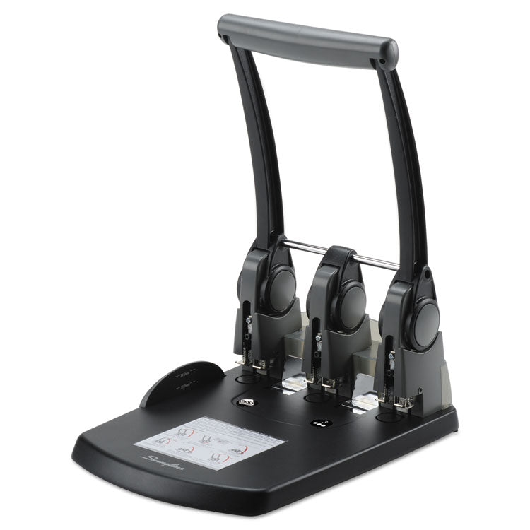 300-Sheet Extra High-Capacity Three-Hole Punch, 9/32" Holes, Black/gray