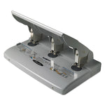 75-Sheet Heavy-Duty High-Capacity Three-Hole Adjustable Punch, 9/32" Holes, Putty/gray