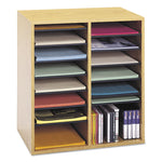 Wood/Laminate Literature/CD Sorter, 16 Compartments, 19.5 x 11.75 x 21, Medium Oak