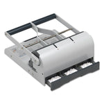 160-Sheet Antimicrobial Protected High-Capacity Adjustable Punch, Two- To Three-Hole, 9/32" Holes, Putty/gray