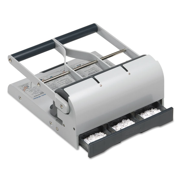 160-Sheet Antimicrobial Protected High-Capacity Adjustable Punch, Two- To Three-Hole, 9/32" Holes, Putty/gray