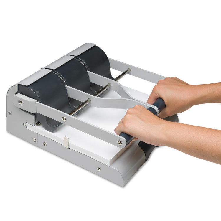 160-Sheet Antimicrobial Protected High-Capacity Adjustable Punch, Two- To Three-Hole, 9/32" Holes, Putty/gray