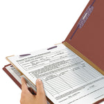 Recycled Pressboard Classification Folders, 2" Expansion, 1 Divider, 4 Fasteners, Letter Size, Red Exterior, 10/Box
