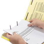 Four-Section Pressboard Top Tab Classification Folders, Four SafeSHIELD Fasteners, 1 Divider, Letter Size, Yellow, 10/Box