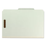 Recycled Pressboard Classification Folders, 3" Expansion, 3 Dividers, 8 Fasteners, Legal Size, Gray-Green, 10/Box